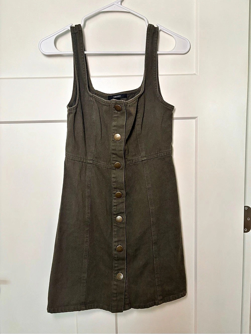 Forever 21 Mini Button Front Dress in Green Size Small